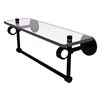 Allied Brass Clearview 16-in Glass Wall Mount Shelf with Towel Bar and Dotted Accents - Matte Black