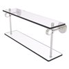 Allied Brass Clearview Wall Mount 2-Tier Satin Nickel and Glass Bathroom Shelf