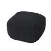 Best Selling Home Decor Hollis Knitted Cotton Square Pouf, Dark Grey