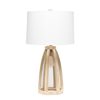 Lalia Home Barnlitt 29.5-in Natural Wood Incandescent Rotary Socket Standard Table Lamp with White Fabric Shade