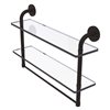 Remi Collection 22 Inch Two Tiered Glass Shelf with Integrated Towel Bar