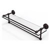 Allied Brass Waverly Place Antique Bronze 22-in Gallery Glass Bathroom Shelf with Towel Bar