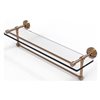 Allied Brass Waverly Place Brushed Bronze 22-in Gallery Glass Bathroom Shelf with Towel Bar
