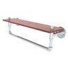 Allied Brass Pipeline 22-in Polished Chrome and Wood 1-Tier Wall Mount Bathroom Shelf