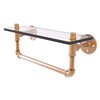 Allied Brass Pipeline 16-in Brushed Bronze and Glass 1-Tier Wall Mount Bathroom Shelf