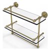 Allied Brass Waverly Place 16-in Double Glass Shelf with Towel Bar - Unlacquered Brass