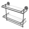 Allied Brass Waverly Place 16-in Double Glass Shelf with Towel Bar - Matte Grey