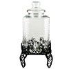 Gibson Home 3-Piece 7.5 L Square Embossed Glass Beverage Dispenser with Stand