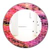 Designart Canada 24-in L x 24-in W Round Purple Capital Gold Honeycomb Polished Wall Mirror