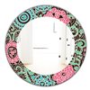 Designart Canada 24-in L x 24-in W Round Blue and Pink Blossom Traditional Polished Wall Mirror