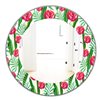 Designart Canada 24-in L x 24-in W Round Pink and Green Tropical Mood Bright Polished Wall Mirror
