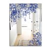 Designart Vintage Flowers 8 Rectangular 35.4-in L x 23.6-in W Polished Country Blue Wall Mounted Mirror