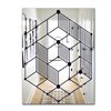 Designart Dimensional Cube Rectangular 35.4-in L x 23.6-in W Polished Industrial Navy Blue Wall Mounted Mirror