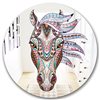 Designart Colorful Mosaic Horse Round 24-in L x 24-in W Polished Farmhouse Pink Wall Mounted Mirror