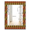 Designart 35.4-in x 23.6-in Red African Pattern Bohemian and Eclectic Mirror
