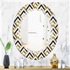 Designart 31.5-in x 23.7-in Gold Black and White Triangle Modern Oval Mirror