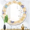 Designart 24-in Retro Hexagon PatternX Beige Modern Round Wall Mirror