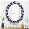 Designart 31.5-in x 23.7-in Retro Abstract Flower Design V Blue Modern Oval Wall Mirror