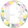 Designart Floral Pattern with Flowers Cottage Round Wall Mirror in Pink