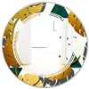 Designart Golden Foliage V Modern Round Decorative Mirror in Multi-Colour
