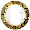 Designart Gold 24-in Round Floral II Polished Wall Mirror