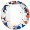 Designart Orange 24-in Round Retro Geometric Grid IV Polished Wall Mirror