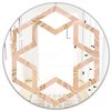 Designart Rose Gold Abstract Geometry Luxury 24-in x 24-in Round Beige Wall Mirror