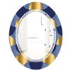 Designart Retro Luxury Waves in Gold and Blue VIII 23.7-in x 31.5-in Oval Blue Wall Mirror