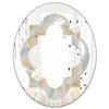 Designart Luxury Geometric Fall Leaves Pattern 31.5-in x 23.7-in Oval Grey Wall Mirror
