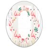 Designart Tropical Botanicals, Flowers and Flamingo II 31.5-in x 23.7-in Oval Polished Wall Mirror