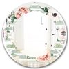Designart Floral Retro Pattern V 24-in x 24-in Round Green Polished Wall Mirror