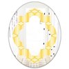 Designart Retro Ornamental Design III 31.5-in x 23.7-in Oval Yellow Polished Wall Mirror - Retro Ornamental Design III