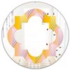 Designart Golden Geometrical Diamond Pattern IV 24-in Round Gold Wall Mirror