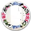 Designart Floral Retro Pattern I 24-in x 24-in Round Red Polished Wall Mirror