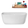 Streamline 30W x 59L Glossy White Acrylic Bathtub and a Glossy White Center Drain with Tray