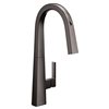 MOEN Nio Black/Stainless Steel 1-Handle Deck Mount Pull-Down Handle/Lever Kitchen Faucet