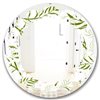 Designart Tropical Botanicals I 24-in x 24-in Round Green Polished Wall Mirror