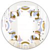Designart Circular Geometric Shapes Pattern 24-in x 24-in Round Polished Multicolour Wall Mirror