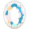 Designart Retro Geometrical Abstract Pattern II 35.4-in x 23.7-in Oval Polished Blue Wall Mirror
