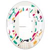 Designart Retro Geometric Design III 35.4-in x 23.7-in Oval Multicolour Polished Wall Mirror