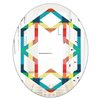 Designart Tartan Geometrical Texture III 35.4-in x 23.7-in Blue Polished Oval Wall Mirror