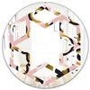 Designart Circular Geometric Shapes Retro Pattern 24-in x 24-in Polished Pink Round Wall Mirror