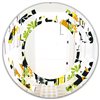 Designart Summer Meadow Pattern, Black Silhouettes 24-in x 24-in Round Yellow Polished Wall Mirror