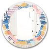 Designart Trendy Contemporary Geometry Shapes Pattern 24-in x 24-in Polished Multicolour Round Wall Mirror