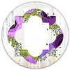 Designart Purple Retro Fantasy Flowers 24-in L x 24-in W Round Polished Wall Mirror
