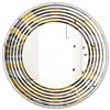 Designart Angled Lines and Waves 24-in L x 24-in W Gold Polished Round Wall Mirror