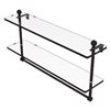 Allied Brass Mambo 22-in Oil Rubbed Bronze 2-Tier Glass Wall Mount Bathroom Shelf with Towel Bar