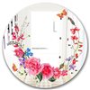 Designart Butterflys and Flowers 24-in L x 24-in W Round Polished Wall Mirror