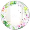Designart Round Tropical Botanicals and Flowers VI 24-in L x 24-in W Polished Wall Mirror