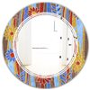 Designart Floral Retro Pattern III 24-in L x 24-in W Polished Round Wall Mirror